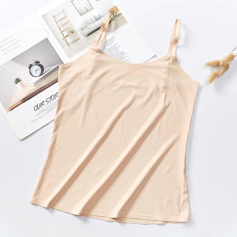 Atmungsaktives Sommer-Bustier für Mädchen aus Eis seide, nahtlos, mit Spaghettiträgern und Anti-Exposure-Bandeau