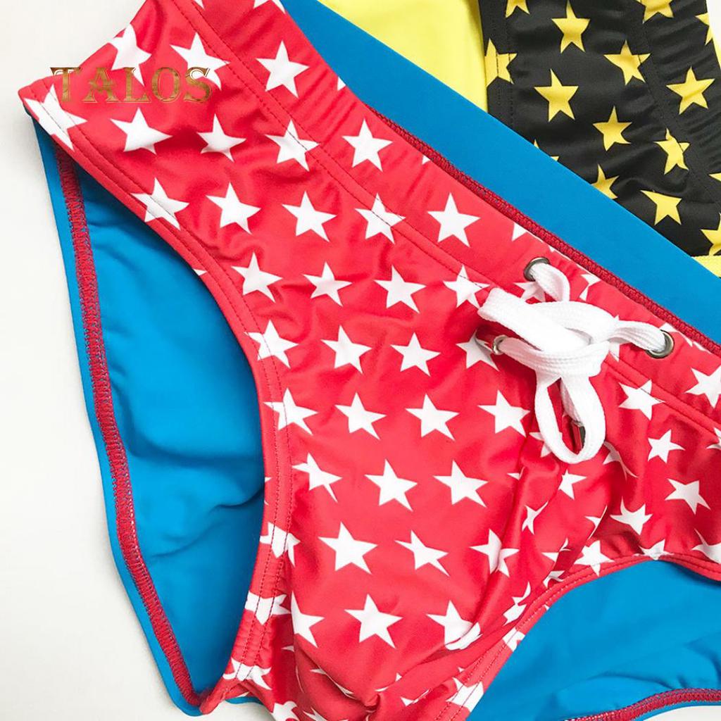 TALOS Herren Sommer Strand Kordelzug Sternenmuster Badehose Badebekleidung Slips Unterwäsche