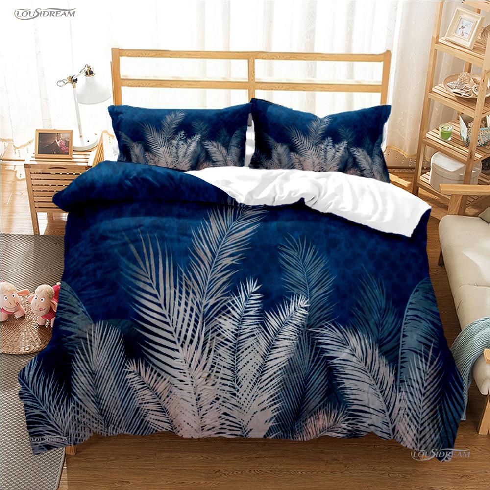 Tropical Leaf Fashon Duve All Season Duvet Cover Comforter Bedding Set Soft Quilt Cover and Pillowcases Single/Double/Queen/King