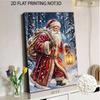 Santa Claus in Winter Forest Pearl Bead Painting Kit with Frame Shiny Canvas Art Creative Craft Home Decoration Gift for Holidays