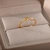 Tiny Initial Letter Rings For Women Stainless Steel A-Z Letters Adjustable Ring Female Christmas Aesthetic Jewelry