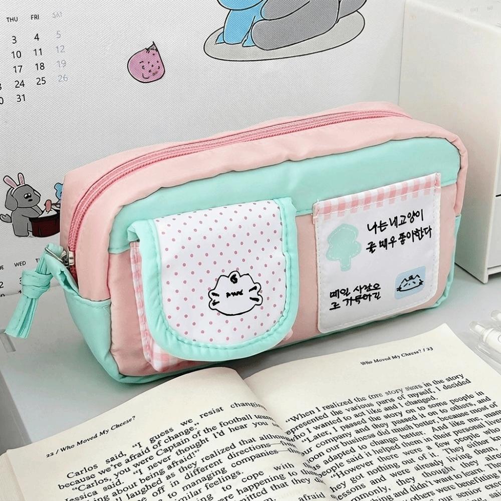 Durable Cat Pen Bag Large Capacity Stationery Bag Simple Cartoon Pencil Case Office