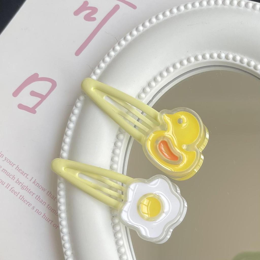 Cute Yellow Duck Egg Hairpin - Girlish Hair Clip for Women and Students