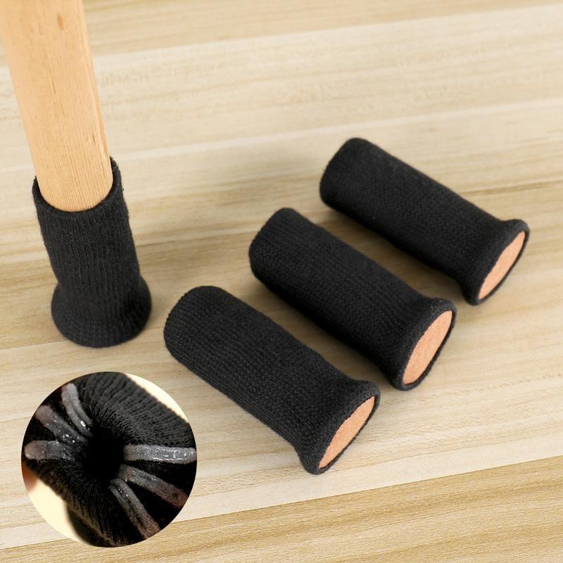 4 pezzi/set Calzini Silenziosi in Maglia per Gambe di Mobili Calze Elastiche per Piedi Protezioni per Pavimenti con Pastiglie Antiscivolo Copri Piedi Spessi per Sedie