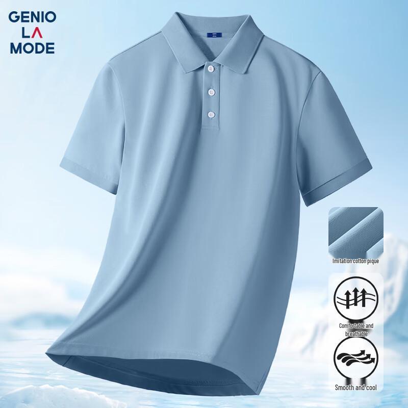 Мужская повседневная деловая дышащая рубашка-поло с коротким рукавом GENIOLAMODE L