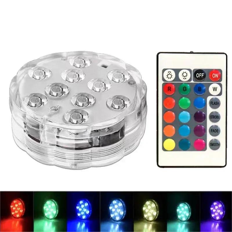 10Led Swimming Pool Light Remote Control RGB Dive Fish Light LED Underwater Lamp Ship/Car Decorative Lamp for Vase Aquarium