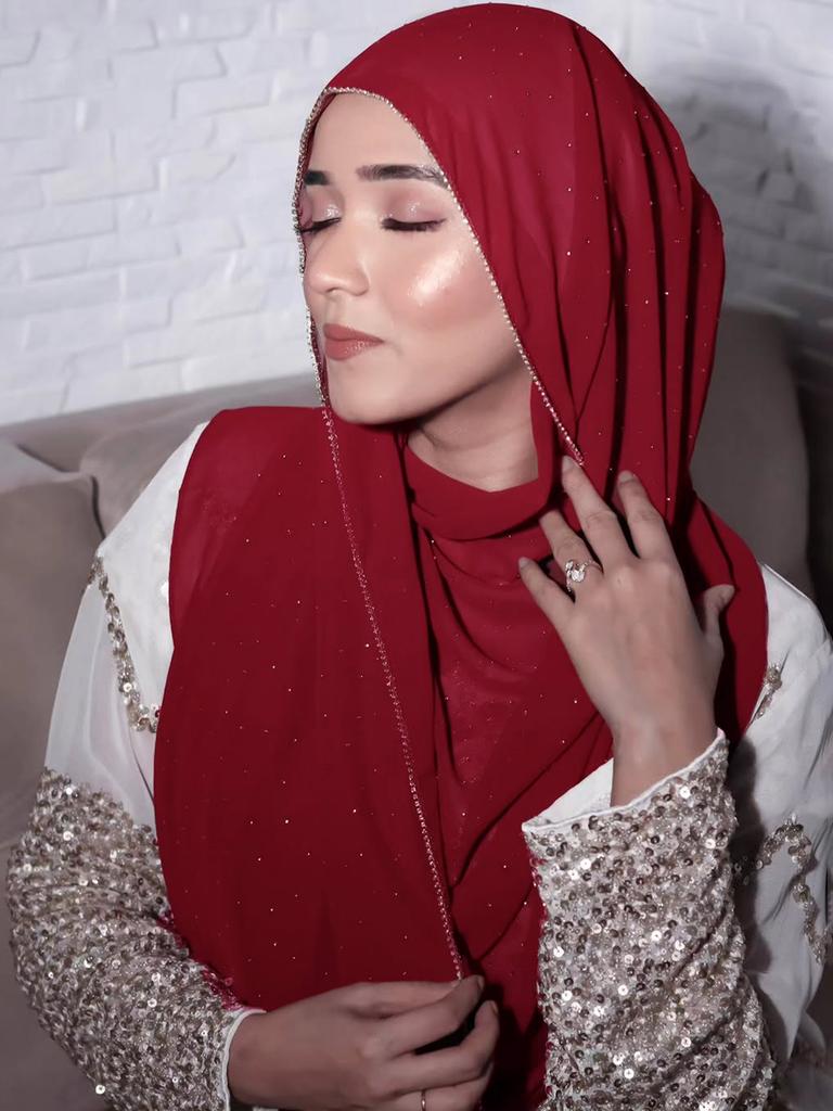 Muslim Rhinestone Hijab Scarf Gold Zipper Hijab Chiffon Plain Headwrap Long Shawl Headscarf Islamic Foulard