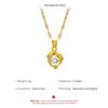 Dolphin Couple Pendant Necklace with Sparkling Stone Center Gold Tone Delicate Chain for Women