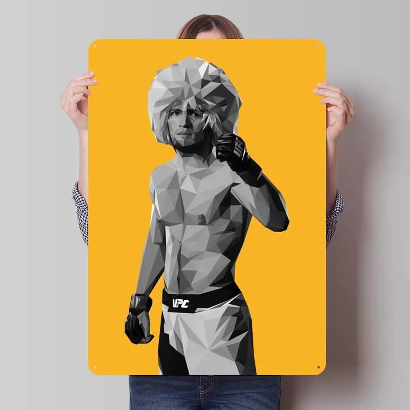 Khabib Metallskylt Boxningsaffischer Dekoration för Heminredningsartiklar Vintage Plåtskylt Plakett för Väggkonstdekoration Kaffebar