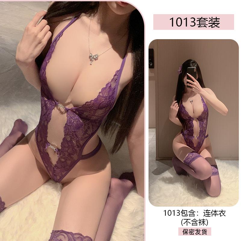 Combinaison sexy en dentelle séduisante pour femmes, sous-vêtements transparents, pur désir, petite poitrine, uniforme, pyjama