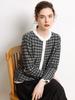 Women's Color Block Cashmere Cardigan – Autumn/Winter, Round Neck, Long Sleeve, Loose Fit with Pockets.