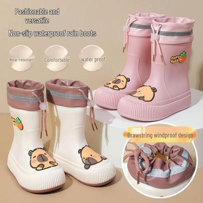 Kinder-Capybara-Gummistiefel: Süß, Wasserdicht, Rutschfest, Niedriger/Mittlerer Schaft, Warm