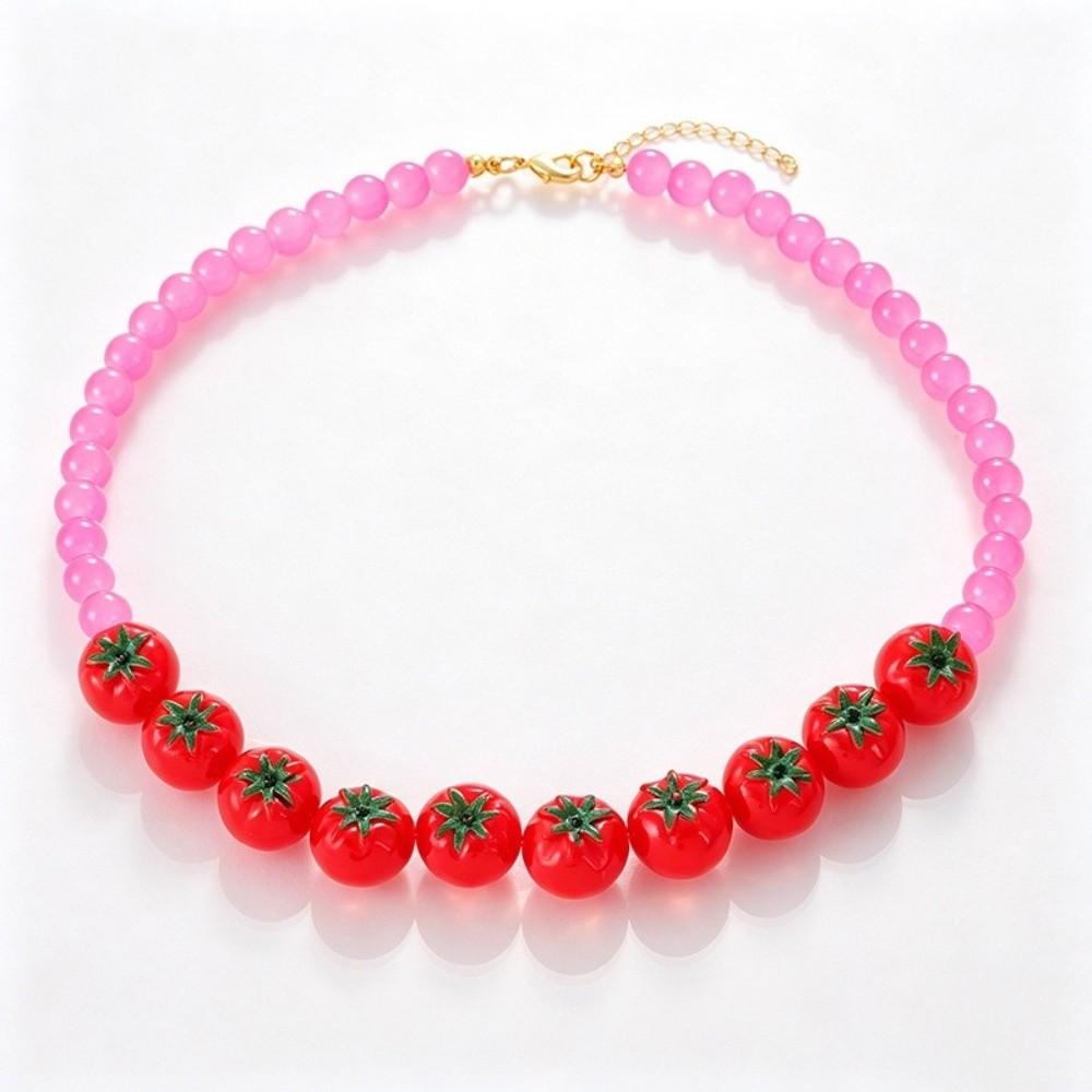 Exaggerated 3D Fruit Beaded Necklace Colorful Dopamine Jewelry  Music Festival