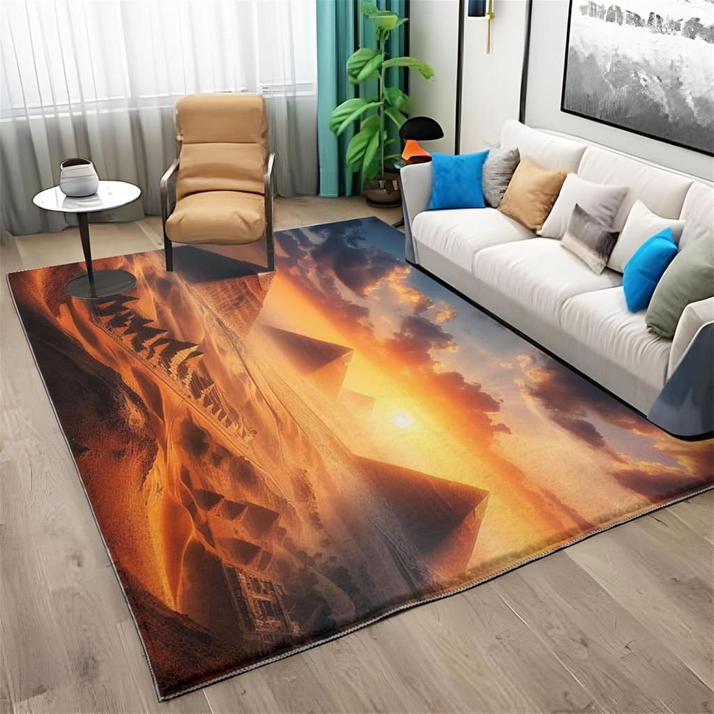 Egyptian Pyramid Famous Architecture Carpet Rug for Home Living Room Bedroom Sofa Doormat Decor,Kids Area Rug Non-slip Floor Mat