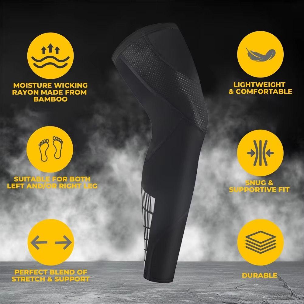 Reflective Strip Compression Leg Sleeves Anti-slip Sports Leg Sleeves Long Knee Sleeve  Swelling