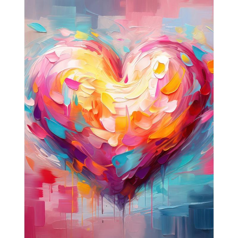 Love Heart Oil Paint Style Posters and Prints Canvas Printing Modern Valentine's Day Wall Art Picture for Living Room Home Decor