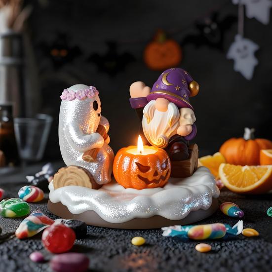 Ghost Shape Mold 4Pcs Halloween Silicone Candle Molds Set, DIY Gnome Pumpkin Handmade Soap Crafts Mold, Epoxy Resin Casting for Festival Crafting