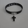 Vintage Black Cross Necklace For Women Fashion Punk Pu Leather Choker Collar Chain Jewelry Goth Cool Stuff Couple Accessories
