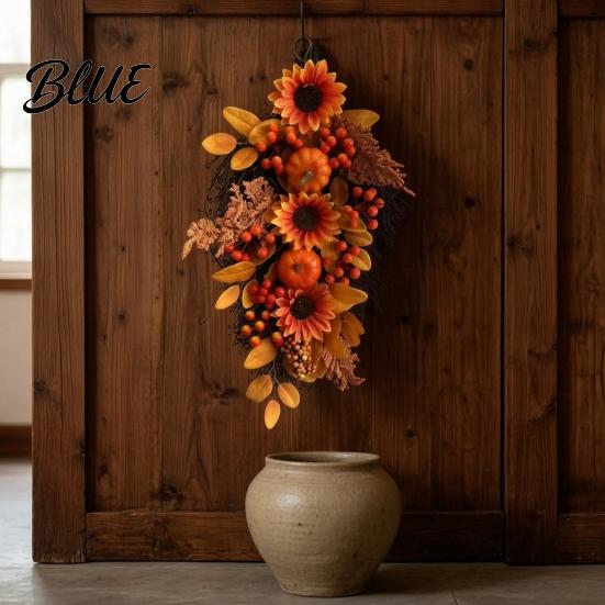 Thoughtful Seasonal Gift Fall Sunflower Swags Wreath Maple Leaves And Berries Hanging Decor Artificial Garland Autumn Farmhouse Front Door
