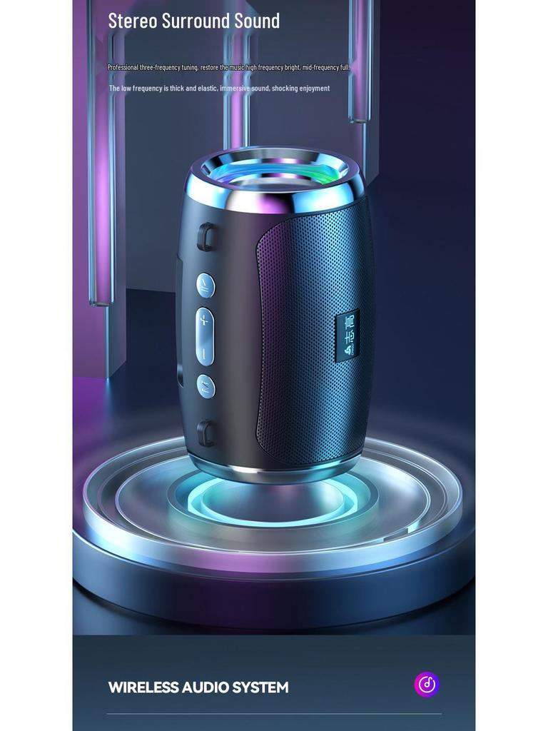 KI-gestützter tragbarer Bluetooth-Lautsprecher mit Farblicht & Subwoofer für den Innen-/Außenbereich