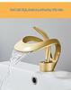 High-End European Style Brass Waterfall Basin Faucet in Golden Finish for Luxury Hotels and Villas
