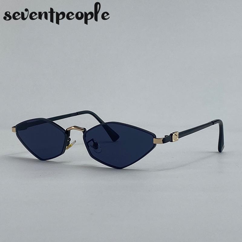 Y2K Punk Small Frame Polygon Sunglasses Women  Luxury Brand Vintage Cat Eye Sunglass Trendy Hexagon Shades For Ladies UV400