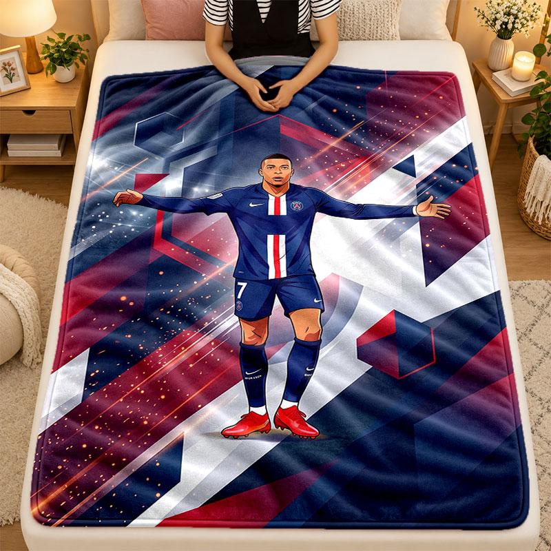 Flannel BlanketKylian Mbappe Warm Soft Throw Blanket for Indoor Sofa Bed Living Room Use