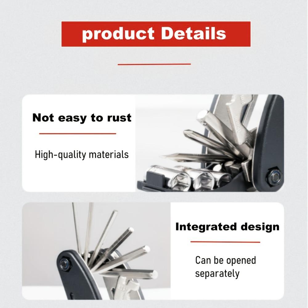16 in 1 Portable Multi-Functional Bike Repair Tools for Bicycle Mountain Bike and Road Bike Bike Screwdriver Hex Key Set