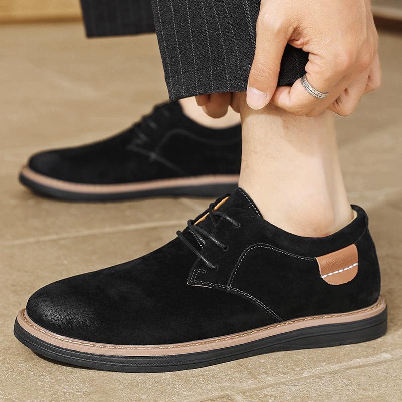 Zapatos Oxford clásicos de cuero genuino para hombres, zapatos planos, zapatos casuales de cuero de ante cómodos, mocasines, zapatos de negocios para hombre