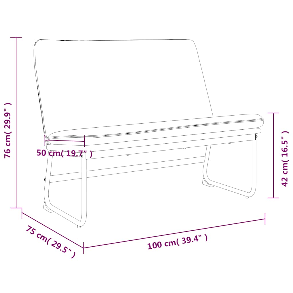 Black Bench 100 X 75 X 76 Cm Fabric