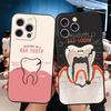 Tooth Dentist Pattern Soft Phone Case for iPhone 16 16E 17 Air 15 Pro Max 14 Plus 13 Mini 11 12 7 Black Cover Back Shell
