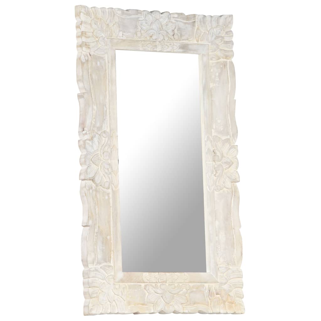 Bianco Specchio 80x50 cm Legno di Mango Massiccio