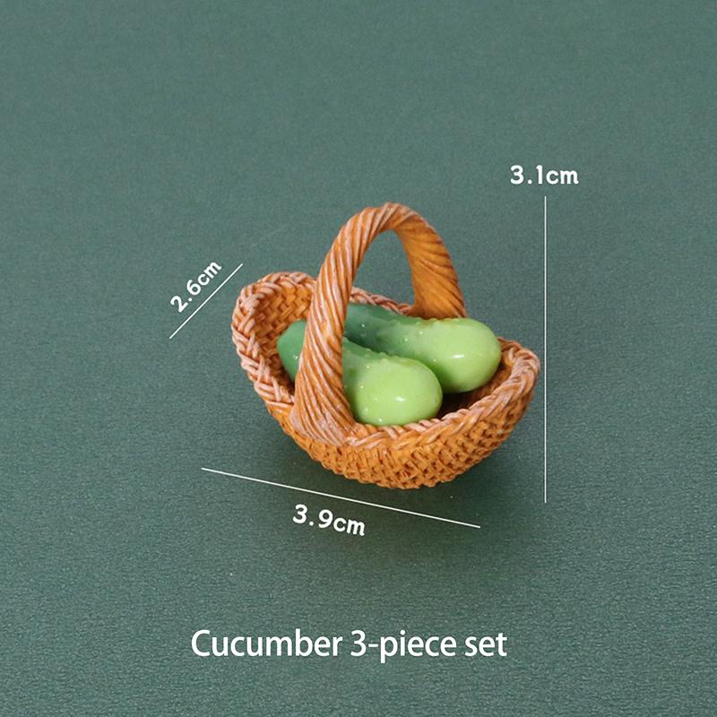 3Pcs/Set Dollhouse Simulation Vegetable Handheld Basket Model Mini Vegetables Decoration For 1/12 Dolls House Kitchen Play Toys