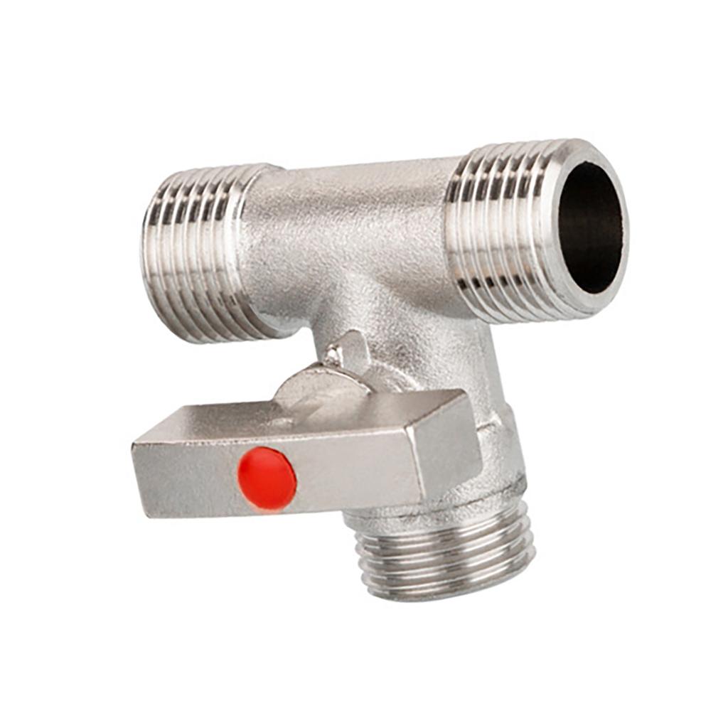 Steel Tee Stop Valve Adapter T Connector Valve Adapter Multipurpose Valves for Bidet Sprayer & Toilet Tank Installation
