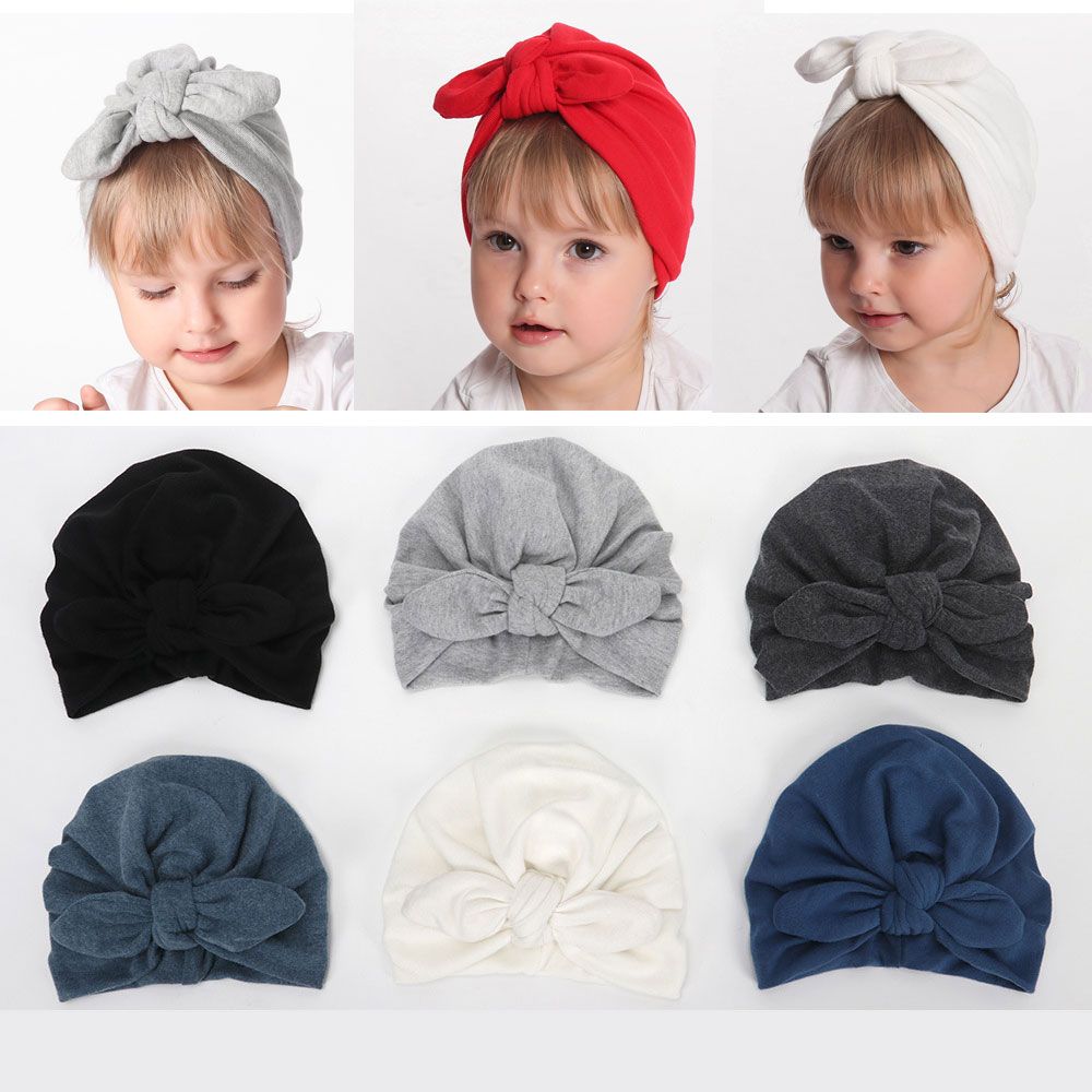 Toddler Head Wrap Winter  Elastic Knotted Rabbit Ear Baby Hat Cotton Headwear Caps