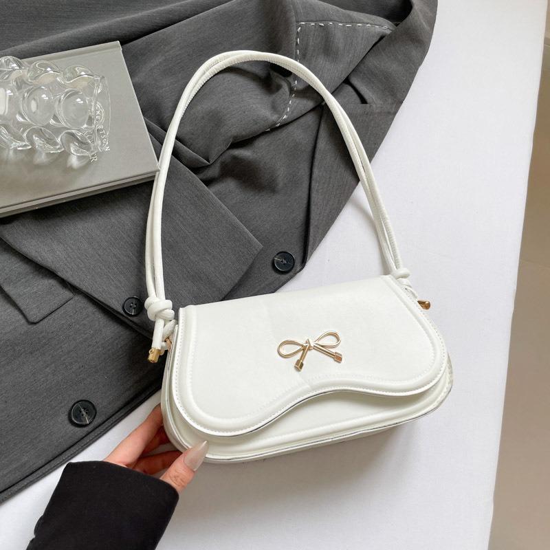 New fashionable solid color niche design high-end bow casual messenger shoulder bag