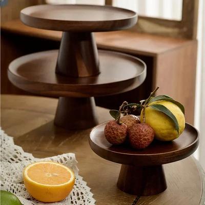 Ins Walnut Color Solid Wood Cake Tray Style Household Living Room Dish Dessert Table Display Frame Vintage Wood Fruit Tray