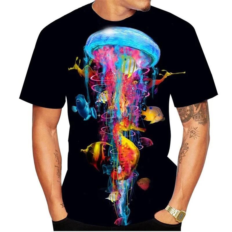 Jellyfish T Shirt For Men 3D Printed Animal Graphic Short Sleeve Tops Streetwear Fashion Harajuku