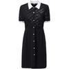 Chic High-End Feel Color-Blocked Lapel Single-Breasted Slim Fit Midi Dress Women Dresses M22L5225999
