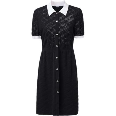 Chic High-End Feel Color-Blocked Lapel Single-Breasted Slim Fit Midi Dress Women Dresses M22L5225999