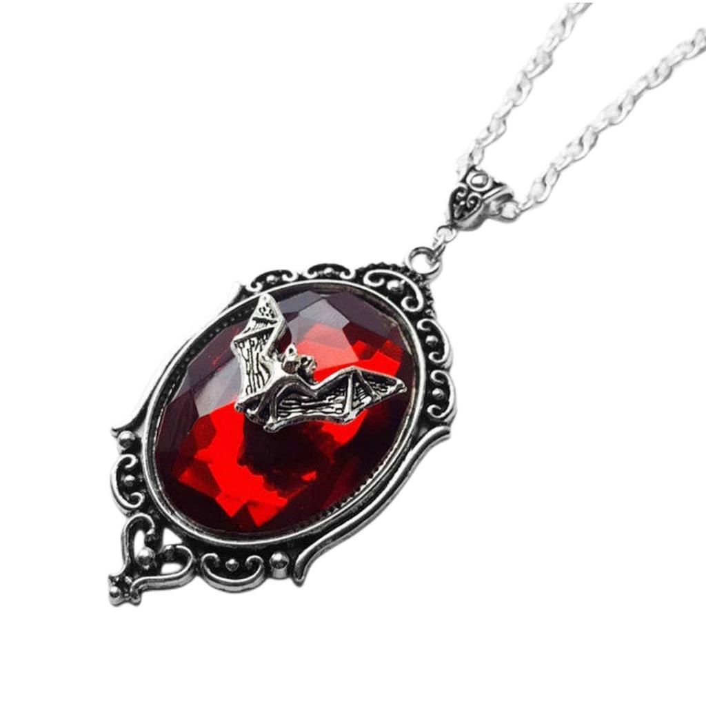 Gothic Bat Pendant Necklace With Red Jewelry Charm For Vintage Style Jewelry Lovers