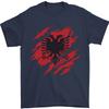 Trasig Albanienflagga Albaniens Dag Fotboll Herr T-shirt 100% Bomull