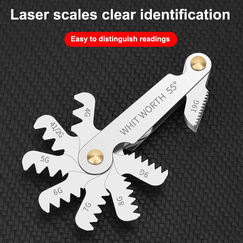 55/60 Degree Thread Plug Gauge Carbon Steel Measuring Tool Metric Imperial Gear Tooth Screw Pitch Gauges Tap Thread Measurement