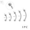 14G Stainless Steel Opal Curved Barbell Eyebrow Ring Cartilage Earring Crystal Labret Piercing Jewelry 6/8/10/12/14mm