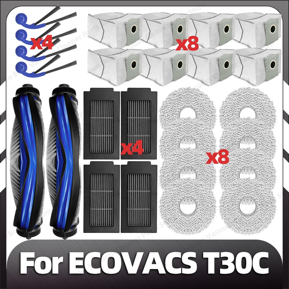 Kompatibel für ECOVACS T30C / T30C OMNI / T30C PRO OMNI Haupt- Seitenbürste Filter Mopp-Pad Staubbeutel Ersatzteile Zubehör