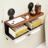 Hàndùn Suction Cup Walnut Wood Wall-Mounted Double Toilet Paper Holder