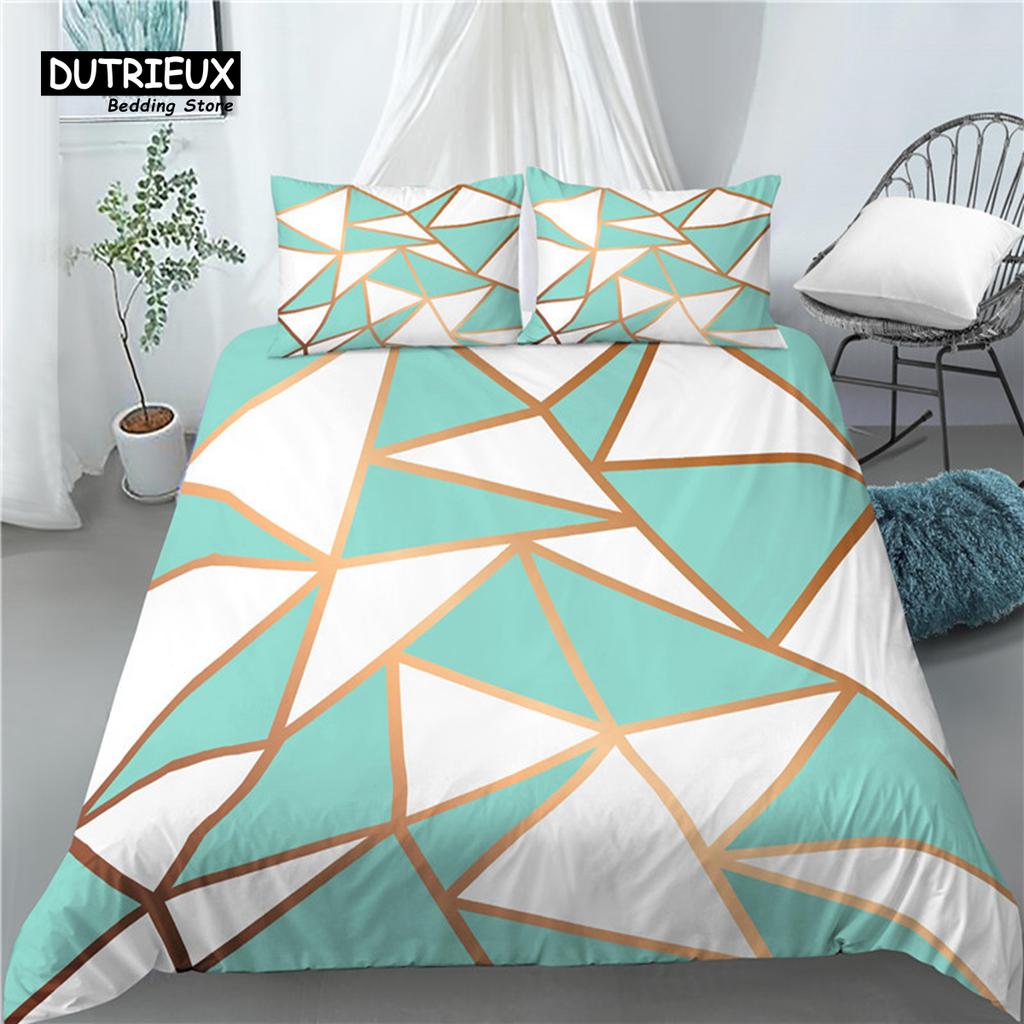 Home Living Luxury 3D Geometric Marble Print 2/3Pcs Comfortable Duvet Cover PillowCase Bedding Sets EU/US/AU Size