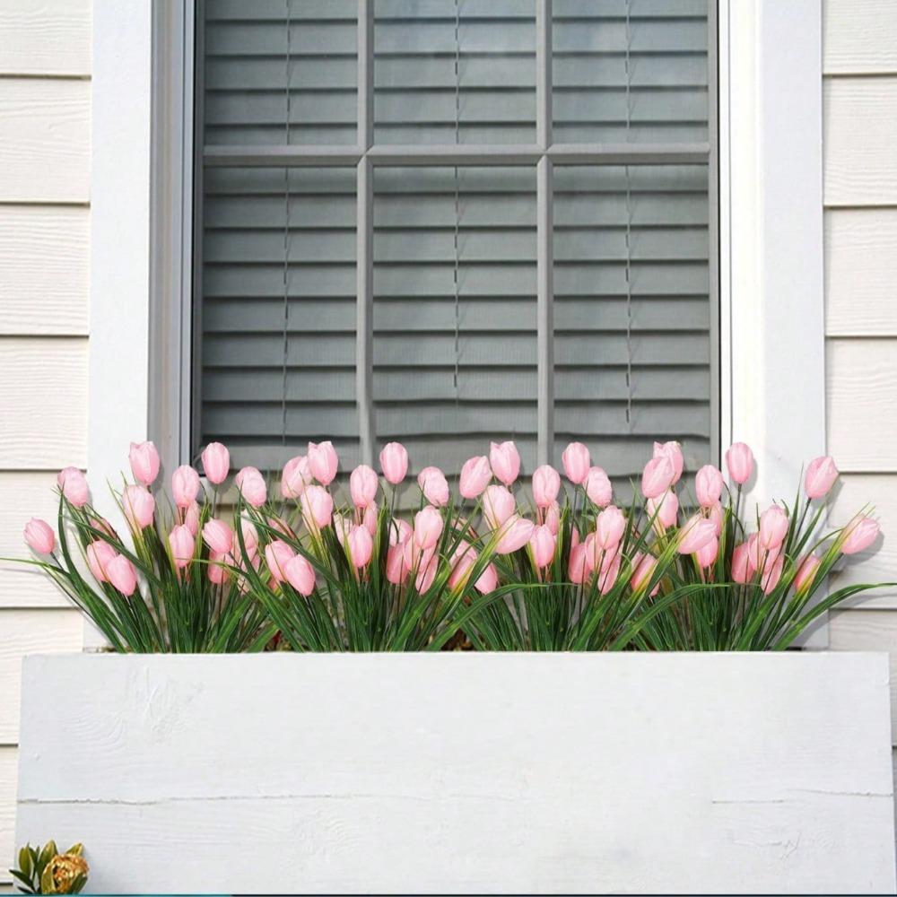 6 sztuk jedwabny bukiet tulipanów sztuczne tulipany w sumie 30 głów sztuczne prawdziwe kwiaty do domu biuro przyjęcie wesele doskonały prezent dzień matki