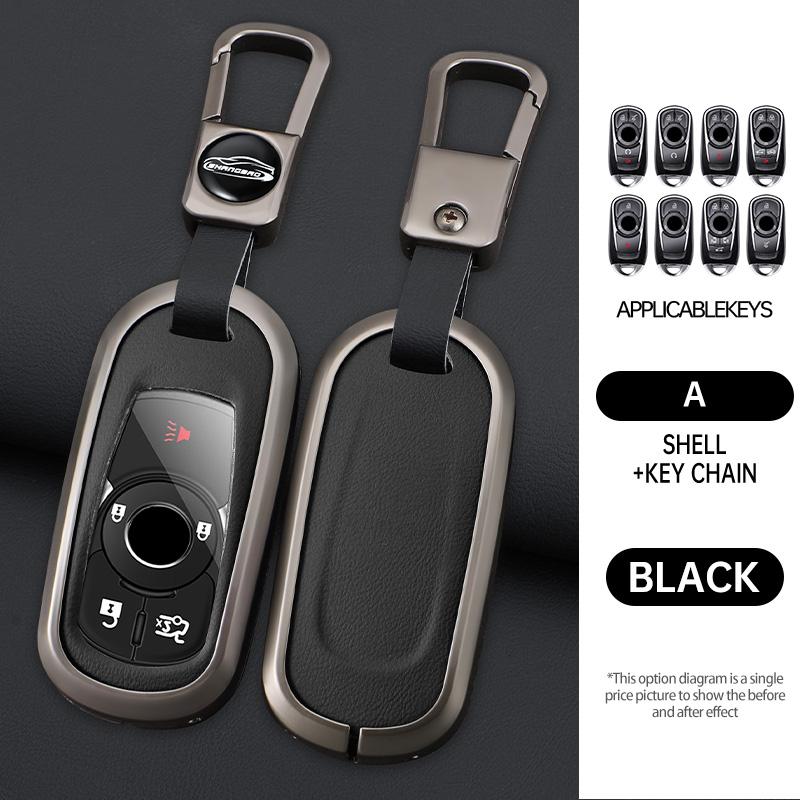 Auto Key Fob Cover Fit For Buick B 5 Buttons Opel Astra G H J Mokka Insignia Vectra Meriva Corsa Zafira Zinc Alloy+Leather Auto Accessories