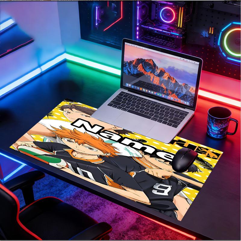 Custom Name Personalized Haikyu Pattern Mousepad, Laptop PC Desk Mat, Decorative Desk Mat for Home Keyboard Pad Gift
